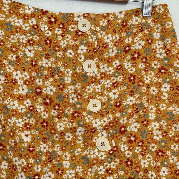 Reformation Taylor Linen Skirt Flora Junie Size 10 - Picture 7 of 15